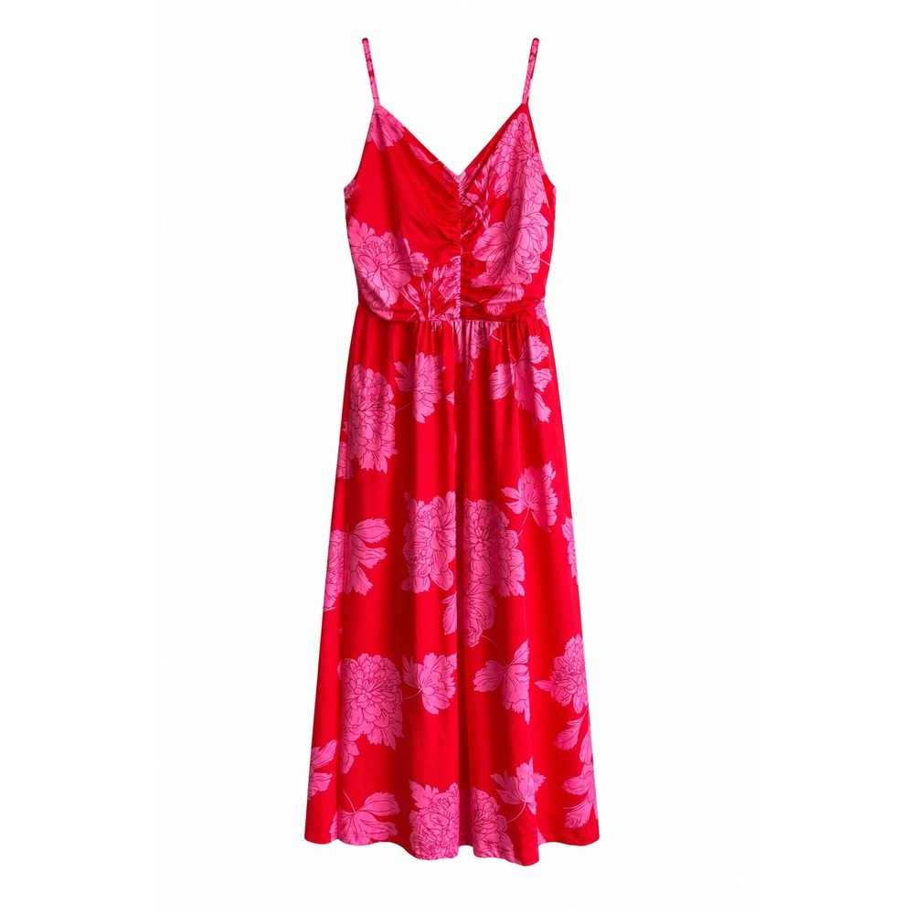 Cupshe Pink & Red Floral Maxi Dress – Size XL – Tropical Summer Statement Piece